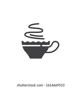 Hot coffee cup vector icon. filled flat sign for mobile concept and web design. Cup of tea, hot drink glyph icon. Cafe symbol, logo illustration. Vector graphics