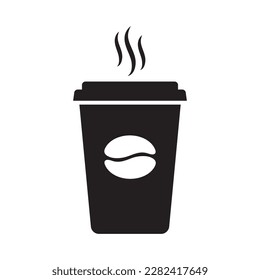 Hot coffee cup vector icon. Paper coffee cup icon isolated on white background.