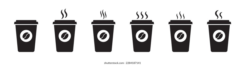 Hot coffee cup vector icon. Paper coffee cup icon isolated on white background.