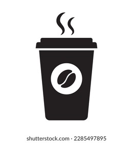 Hot coffee cup vector icon. Paper coffee cup icon isolated on white background.