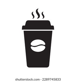 Hot coffee cup vector icon. Paper coffee cup icon isolated on white background.