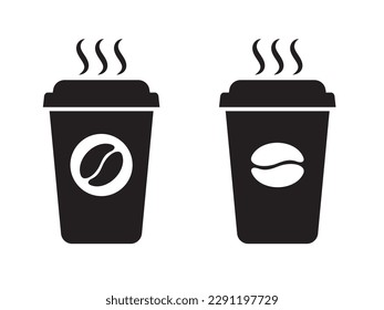 Hot coffee cup vector icon. Paper coffee cup icon isolated on white background.