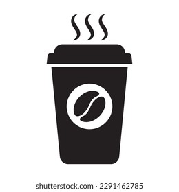 Hot coffee cup vector icon. Paper coffee cup icon isolated on white background.