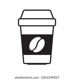 Hot coffee cup vector icon. Paper coffee cup icon isolated on white background.