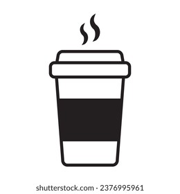 Hot coffee cup vector icon. Paper coffee cup icon isolated on white background.