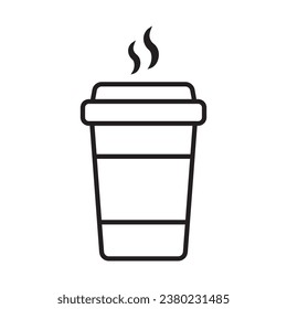 Hot Coffee Cup, Vektorsymbol. Papier-Kaffeetassen-Symbol einzeln auf weißem Hintergrund.