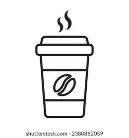 Hot coffee cup vector icon. Paper coffee cup icon isolated on white background.
