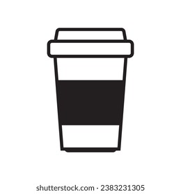 Icono vectorial de taza de café caliente. Icono de taza de café de papel aislado en fondo blanco.