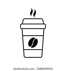 Icono vectorial de taza de café caliente. Icono de taza de café de papel aislado en fondo blanco.
