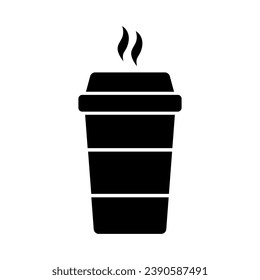 Hot coffee cup vector icon. Paper coffee cup icon isolated on white background.