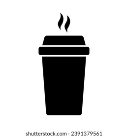 Hot coffee cup vector icon. Paper coffee cup icon isolated on white background.