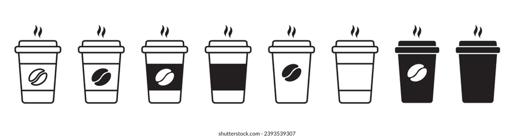 Hot coffee cup vector icon. Paper coffee cup icon isolated on white background.