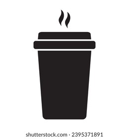 Hot coffee cup vector icon. Paper coffee cup icon isolated on white background.