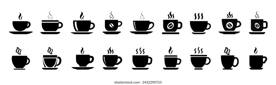 Hot coffee cup vector icon.. Cup coffe with steam.