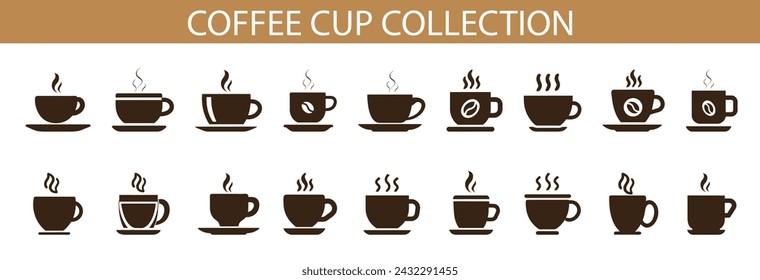 Hot coffee cup vector icon. Cup coffe with steam.