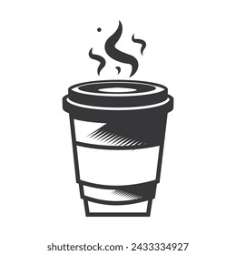 Hot coffee cup vector icon or Illustration on white background. Flat style icon.