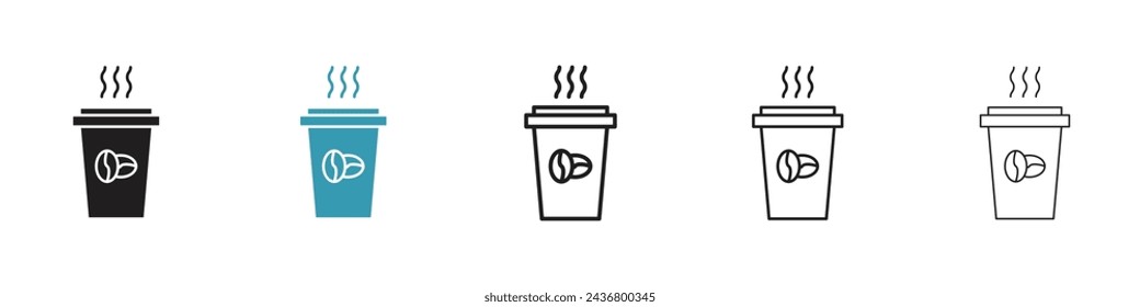 Hot Coffee Cup Vector Icon Set. Morning Brew vector symbol for UI design.