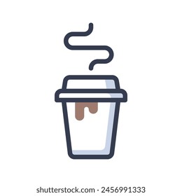 Hot coffee cup vector icon illustration