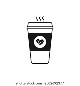 Hot coffee cup vector icon illustration isolated on white background