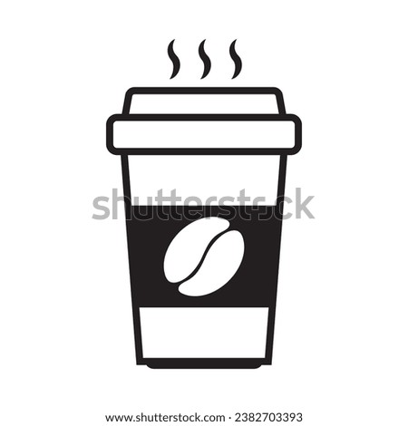 Hot coffee cup vector icon. Paper coffee cup icon isolated on white background.