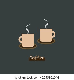 Ilustración vectorial de taza de café caliente.  Diseño de símbolos de taza de té.  