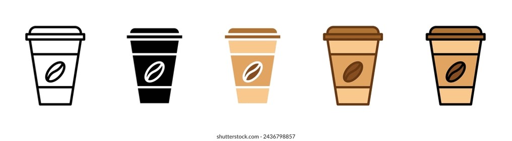 Conjunto de ilustración vectorial de taza de café caliente. Signo de brebaje de la mañana adecuado para aplicaciones y sitios web estilo de diseño de UI.