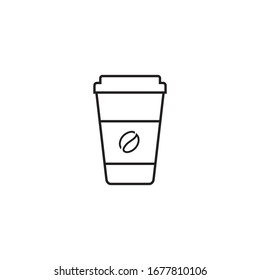 Hot coffee cup vector line icon illustration isolated on white background