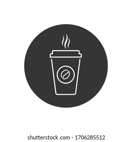 Hot coffee cup vector line icon illustration isolated on white background