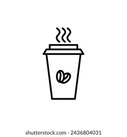 Ilustración del icono de la línea del vector de la taza de café caliente.
