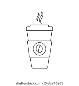 Hot coffee cup vector line icon illustration isolated on white background