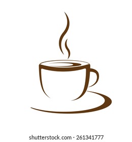 hot coffee cup vector on a white background