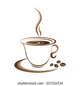 hot coffee cup vector on a white background