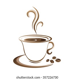 hot coffee cup vector on a white background