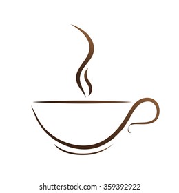 hot coffee cup vector on a white background