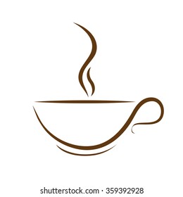 hot coffee cup vector on a white background