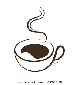 vector de taza de café caliente sobre fondo blanco