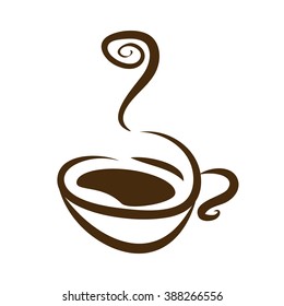 hot coffee cup vector on a white background