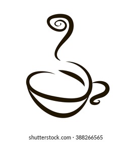 hot coffee cup vector on a white background