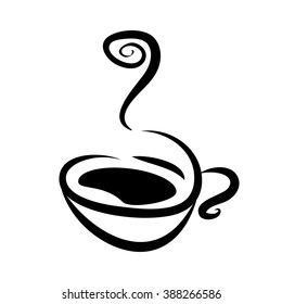 hot coffee cup vector on a white background