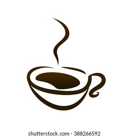 hot coffee cup vector on a white background