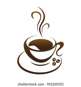 hot coffee cup vector on a white background