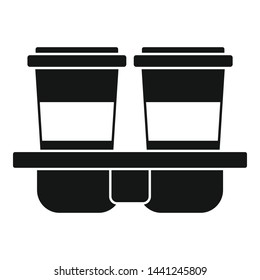 Hot coffee cups icon. Simple illustration of hot coffee cups vector icon for web design isolated on white background