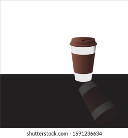 Hot coffee cups with lids in white background