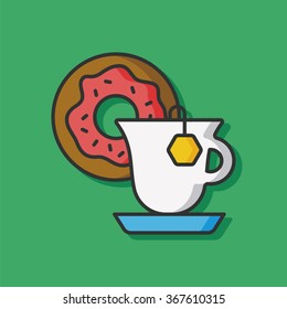hot coffee and donut icon