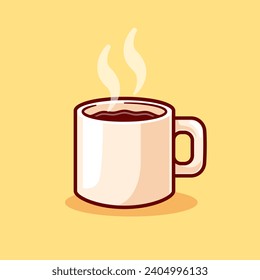 Hot Coffee Drink Cartoon Vector Icon Illustration. Drink Food
Icon Concept Isolated Premium Vector. Flat Cartoon Style