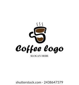 hot coffee drink shop logo