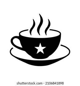 Caliente, café, bebida, icono de té. Gráficos vectoriales negros.