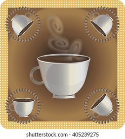 Hot coffee drink in a white coffee cup