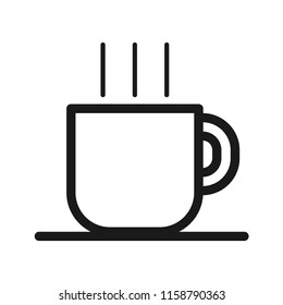 Hot coffee or hot Drinks with smoke line on cup. Stroke outline style. Line vector. Isolate on white background.