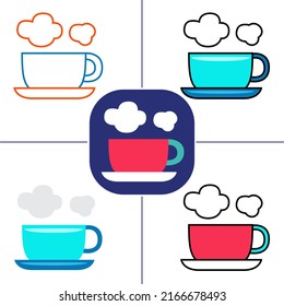 hot coffee in flat design style